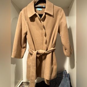Draper James Camel Scallop Trim Coat